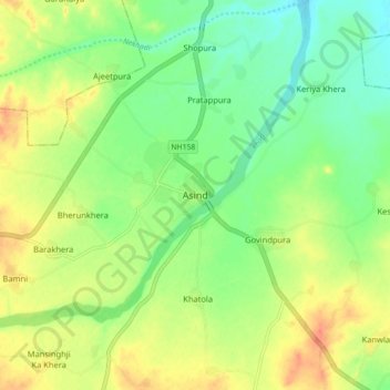 Mappa topografica Asind, altitudine, rilievo