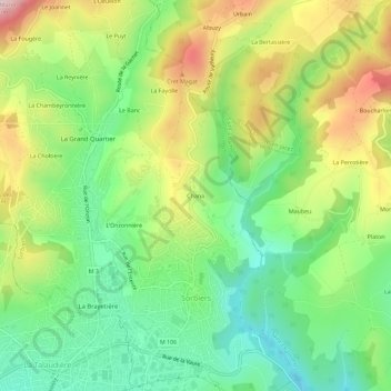 Mappa topografica Chana, altitudine, rilievo