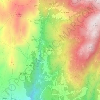 Mappa topografica Oucias, altitudine, rilievo