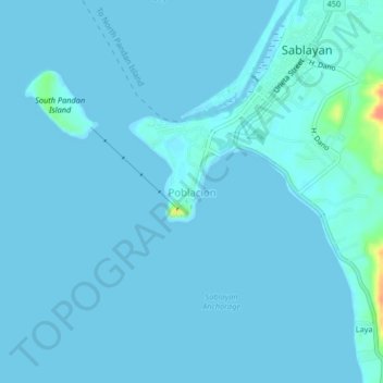Mappa topografica Poblacion, altitudine, rilievo