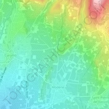 Mappa topografica Fabregue, altitudine, rilievo