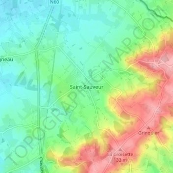 Mappa topografica Saint-Sauveur, altitudine, rilievo