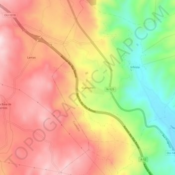 Mappa topografica Guimarei, altitudine, rilievo