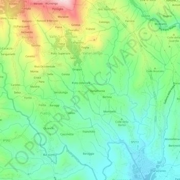 Mappa topografica Gallotto, altitudine, rilievo