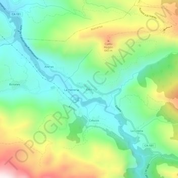 Mappa topografica Celis, altitudine, rilievo