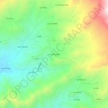 Mappa topografica Las Monjitas, altitudine, rilievo