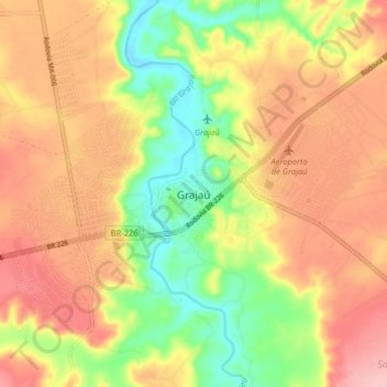 Mappa topografica Grajaú, altitudine, rilievo