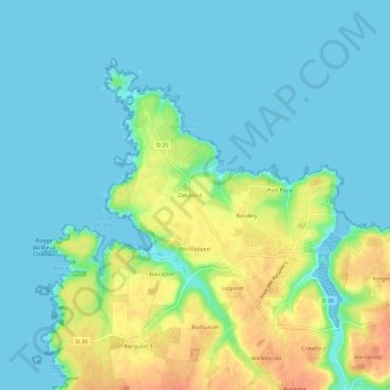 Mappa topografica Deuborh, altitudine, rilievo
