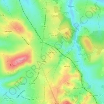Mappa topografica Villemartin, altitudine, rilievo