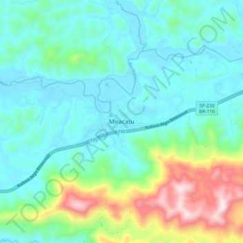Mappa topografica Miracatu, altitudine, rilievo