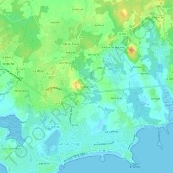 Mappa topografica Cloucarnac, altitudine, rilievo
