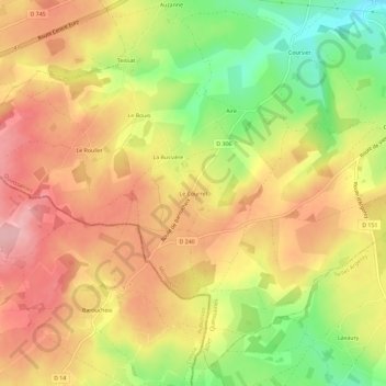 Mappa topografica Le Courret, altitudine, rilievo