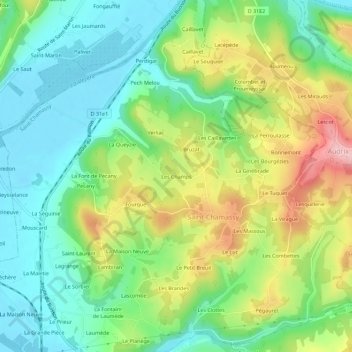 Mappa topografica Les Champs, altitudine, rilievo