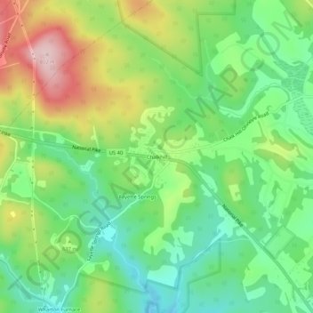 Mappa topografica Chalkhill, altitudine, rilievo