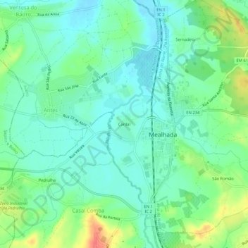Mappa topografica Cardal, altitudine, rilievo