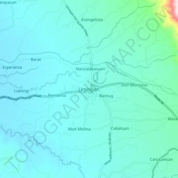 Mappa topografica Umingan, altitudine, rilievo
