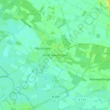 Mappa topografica Groß Häuslingen, altitudine, rilievo