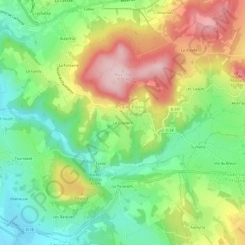 Mappa topografica Le Coudert, altitudine, rilievo