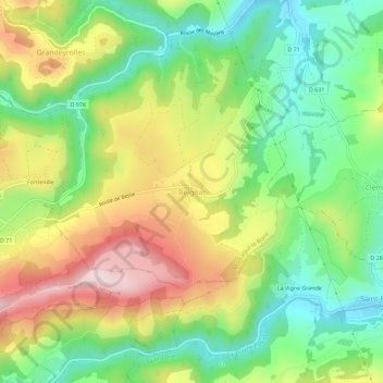 Mappa topografica Reignat, altitudine, rilievo
