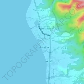 Mappa topografica Lower Utod (Guadalupe), altitudine, rilievo
