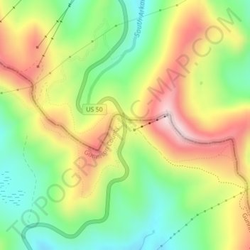 Mappa topografica Monarch Pass, altitudine, rilievo