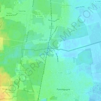 Mappa topografica L'Augà, altitudine, rilievo