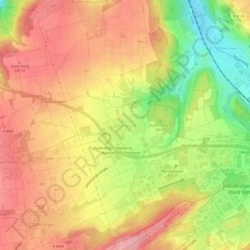 Mappa topografica Jettenburg, altitudine, rilievo