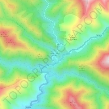 Mappa topografica Portilla de la Reina, altitudine, rilievo