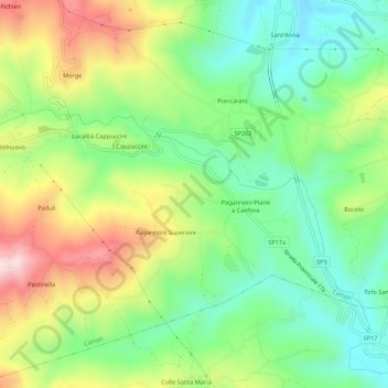 Mappa topografica Pagannoni Inferiore, altitudine, rilievo