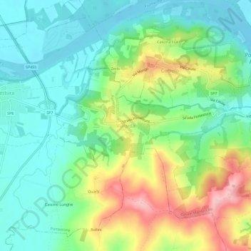 Mappa topografica Vialarda, altitudine, rilievo