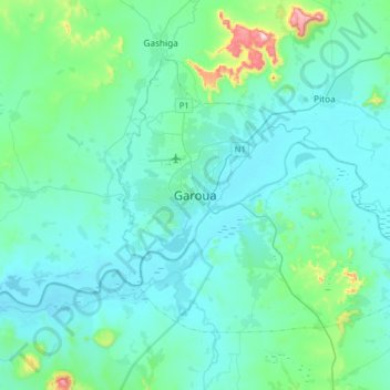 Mappa topografica Garoua, altitudine, rilievo