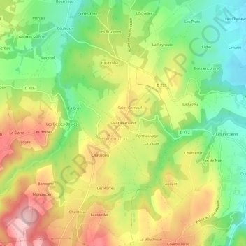 Mappa topografica Saint-Bertrand, altitudine, rilievo