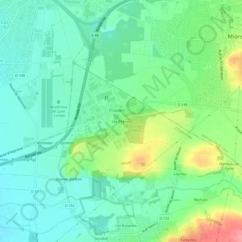 Mappa topografica Les Chênes, altitudine, rilievo