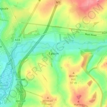 Mappa topografica Easton, altitudine, rilievo