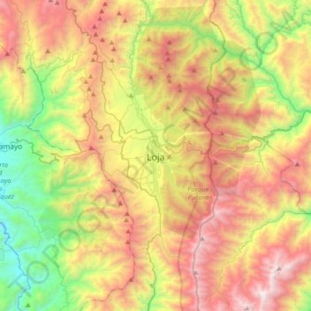 Mappa topografica Loja, altitudine, rilievo