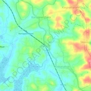 Mappa topografica Manjoor, altitudine, rilievo