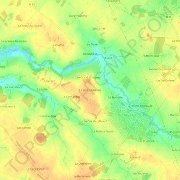 Mappa topografica Le Petit Chatenay, altitudine, rilievo