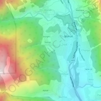 Mappa topografica Balsari, altitudine, rilievo