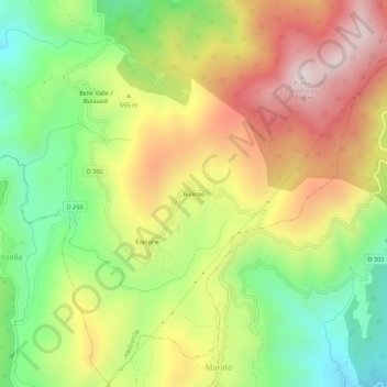 Mappa topografica Bisinao, altitudine, rilievo