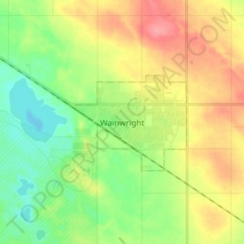 Mappa topografica Wainwright, altitudine, rilievo