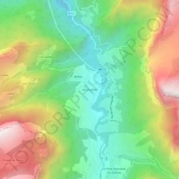 Mappa topografica Les Ouches, altitudine, rilievo