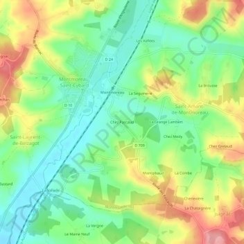 Mappa topografica Chez Pascaud, altitudine, rilievo