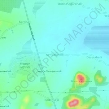 Mappa topografica Yambarahalli, altitudine, rilievo