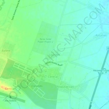 Mappa topografica Lourdes, altitudine, rilievo