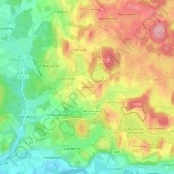 Mappa topografica Elmenau, altitudine, rilievo