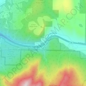 Mappa topografica High Point, altitudine, rilievo