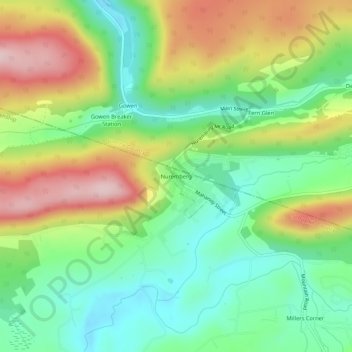 Mappa topografica Nuremberg, altitudine, rilievo