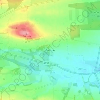 Mappa topografica Guthrie, altitudine, rilievo