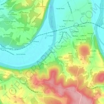 Mappa topografica Lasfont, altitudine, rilievo