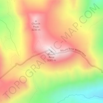 Mappa topografica Mount Rose, altitudine, rilievo